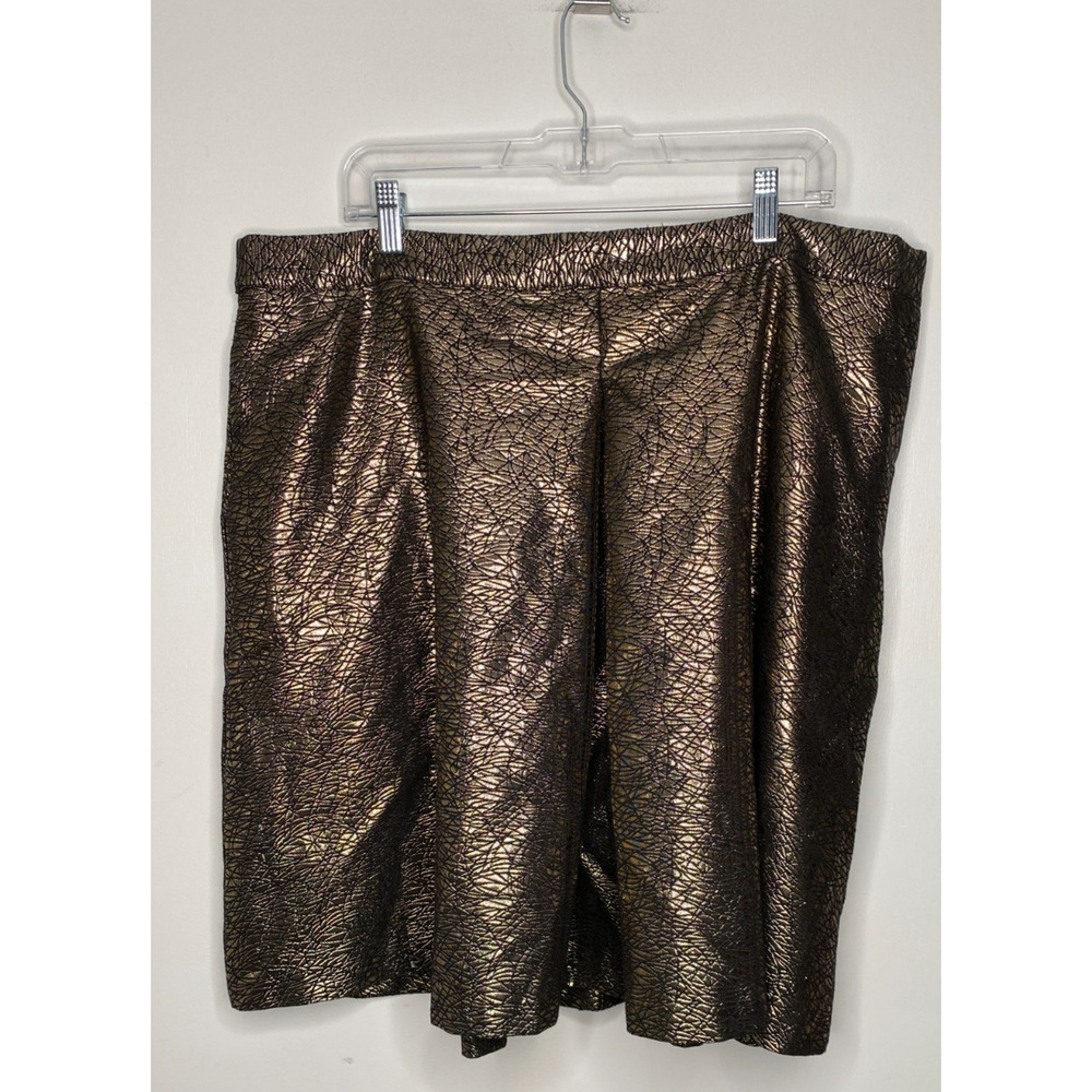 Lane Bryant Metallic Gold & Black Pleated Skirt – Size 22, Lined, Fit & Flare
